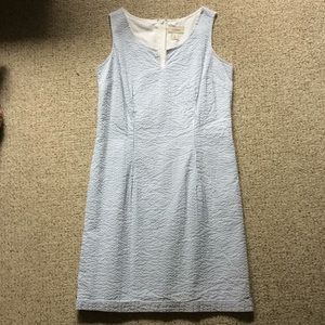Blue and white striped seersucker L.L. Bean dress